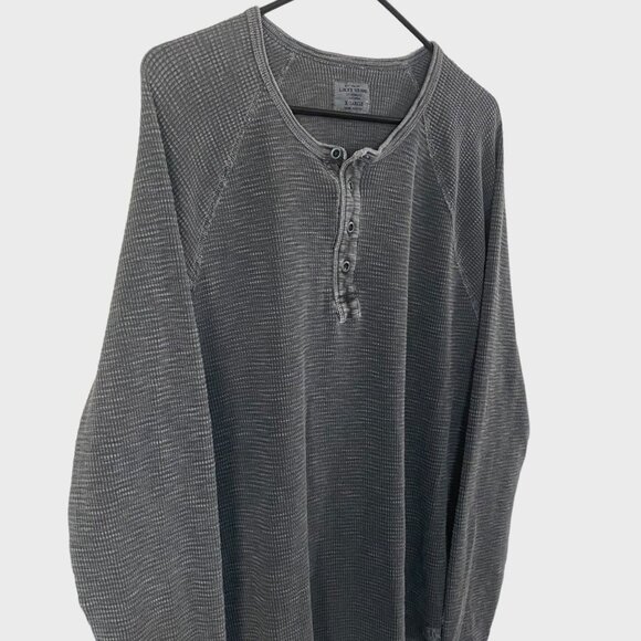 Lucky Brand Waffle Knit Henley Shirt Men's XL Gray Button-Collar Long-Sleeve - Picture 4 of 12